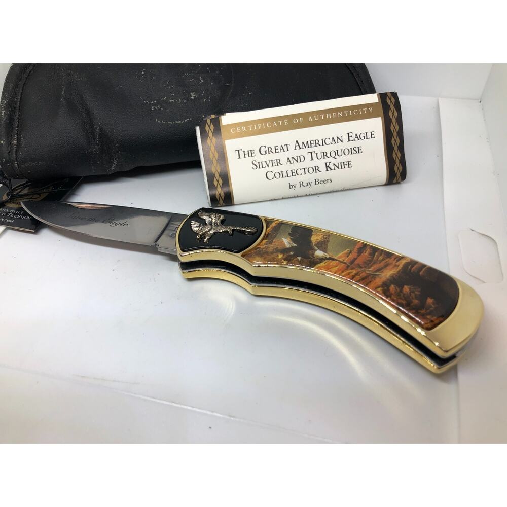 Franklin Mint The Great American Eagle Pocket Knife w/ Pouch - Picture 4 of 6